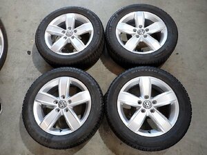 YS3643【送料無料205/55R16】VW フォルクスワーゲン純正 ゴルフ7等 中古スタッドレス ■16×6J 112/5H ET48■1円スタート