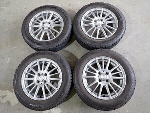 YS4270【送料無料175/65R15】アクア スイフト キューブ フィット等 BS 中古スタッドレス ▼15×5.5J 100/4H ET42▼1円スタート