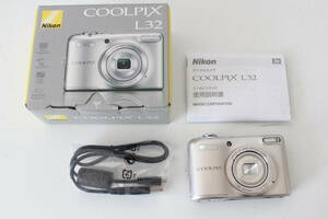 Nikon デジカメ COOLPIX L32 シルバー 乾電池式 使用感少(AM14)