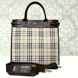 ★美品【BURBERRY バーバリー】2WAY ◎ショルダー ◎トートバッグ ＊ノバチェック柄 ◎男性◎女性