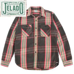 (33640) beautiful goods superior article JELADOjela-do check heavy flannel shirt work shirt size L ( Vintage reissue long sleeve shirt red black tea green )