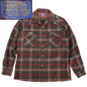 (33635)良品70s PENDLETONペンドルトンMADE IN USAウール チェックシャツM (ネルシャツ アメリカ製 ウールシャツ 長袖ヴィンテージ70年代)