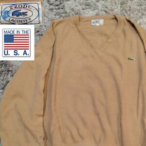 IZOD LACOSTE　ラコステ　80s 糸巻きタグ　ヴィンテージ　Vネックニット　セーター　made in　USA