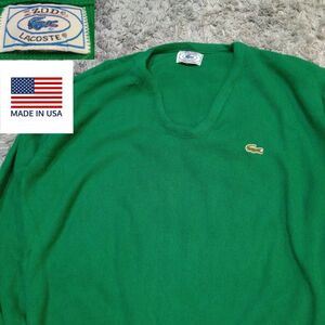 IZOD LACOSTE　ラコステ　80s 糸巻きタグ　ヴィンテージ　Vネックニット　セーター　made in　USA　あいみょん