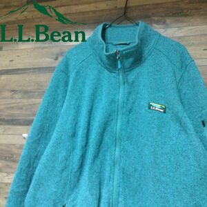 LLBean　エルエルビーン　霜降りグリーン　刺繍ロゴ　フリースジャケット　ゆるだぼ　ビッグシルエット