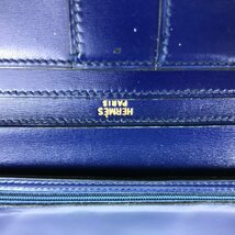 【1円～】エルメス HERMES 財布 長財布 ベアン レザー ブルー ゴールド金具 1△S○刻印 中古_画像10