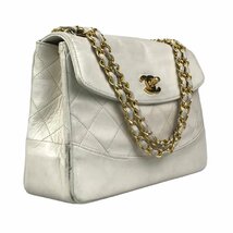 【1円～】シャネル CHANEL バッグ ショルダーバッグ チェーンショルダー マトラッセ ココマーク レザーホワイト 白 1番台 中古_画像2