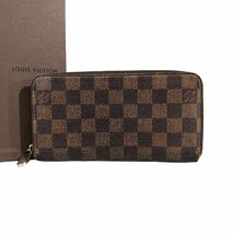 【1円～】ルイヴィトン LOUISVUITTON 財布 長財布 ダミエ ジッピー ラウンドファスナー N41661 CA0171 レザー ブラウン 中古_画像1