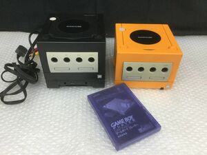 D851-80【通電動作確認済み2台まとめ】Nintendo(ニンテンドーゲームキューブ)DOL-001 GC 本体/ DOL-017ゲームボーイプレーヤー ソフト付きt