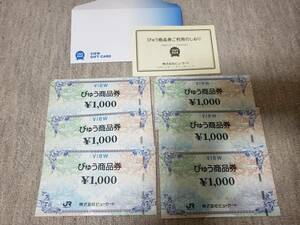 送料無料！びゅう商品券　1000円　６枚　6000円分