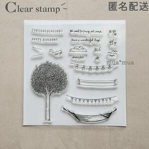 クリアスタンプ　透明スタンプ　スタンプシート　S117　ツリー　手帳　カード