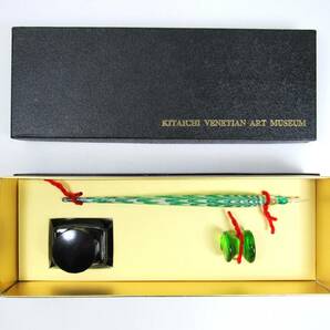 北一硝子 ガラスペン インクセット KITAICHI VENETIAN Art Museum ヴェネツィアンガラス グリーン 緑 インク 付き ペン 画材 中古品の画像1