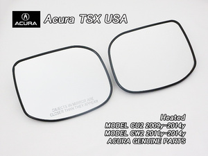 アコードツアラーCW1CW2【ACURA】アキュラTSXワゴン純正ドアミラーガラス左右/USDM北米仕様USAヒーター付ミラーレンズ英文字入＆平面鏡