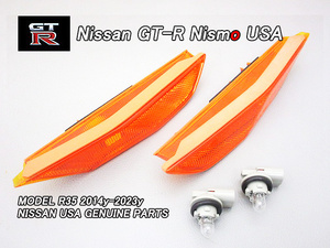 R35【NISSAN】ニッサンGT-Rニスモ純正USサイドマーカー-フロント左右(ワイド)/USDM北米仕様GTR-NISMO専用USAオレンジ色フェンダーランプ