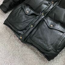 希少 XL位 TOKYO LEATHER FASHION ラムレザーダウンジャケット ボア ベルト 羊革 黒 ブラック メンズ 極暖 肉厚 ボア・フード着脱可能_画像4