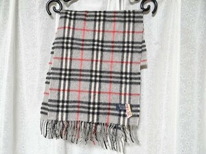 正規品 90年代 ビンテージ イングランド製 BURBERRY OF LONDON バーバリー マフラー 特殊洗い済み カシミヤ100％ 30×125cm 当時物