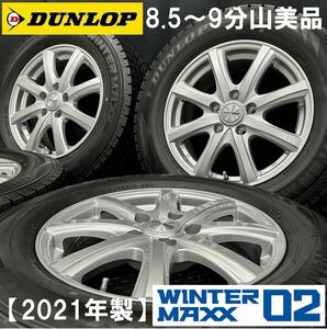 21年製8.5～9分山美品★DUNLOP WM02 215/65R16&社外アルミ 4本 №231205-S2 アルファード ヴェルファイア CX-30等/ホイールスタッドレス