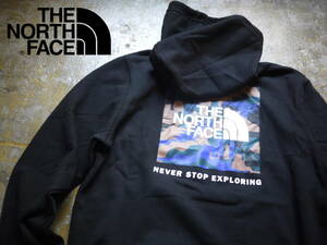 US購入 新品 M/ノースフェイス バックプリント 迷彩 スウェット パーカー 裏起毛 カモフラ THE NORTH FACE BOX NSE HOODIE / BLACK