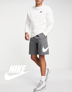 NY購入 新品 M/NIKE ナイキ ビッグ スウォッシュ スウェット ショーツ 裏起毛 Nike Graphic Shorts グレー / スポーツ キャンプ