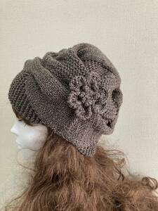 手編み帽子 ニットキャップ wool100% ハンドメイド ニット帽 　　ワッチ ベージュミックス