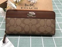 COACH コーチ 財布 長財布 プレゼント ブランド メンズ レディース ギフト 新品 ロゴ シグネチャー レザー ウォレット ブラウン C234_画像1