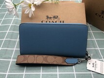 コーチ COACH 財布 長財布 新品 未使用 メンズ レディース ロゴ シグネチャー レザー ブルー ギフト プレゼント キャンバス ブランド C205_画像2