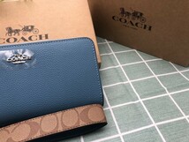 コーチ COACH 財布 長財布 新品 未使用 メンズ レディース ロゴ シグネチャー レザー ブルー ギフト プレゼント キャンバス ブランド C205_画像5