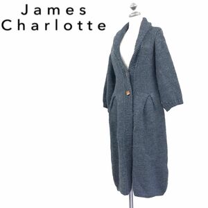 N2408-F-N◆ イギリス製 ◆ james charlotte ジェームスシャルロット カーディガン ニット セーター ロング 木ボタン ◆ 32 ウール 古着