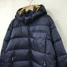 N2453-N◆美品◆ Eddie Bauer エディーバウアー ダウンジャケット ワッペン 厚手 フード取り外し可 ◆sizeM ネイビー 紺 ナイロン メンズ_画像5