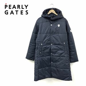 D223-M◆PEARLY GATES パーリーゲイツ 中綿コート ◆size４ 秋冬 ゴルフウェア 刺繍 ワッペン フード ベンチコート