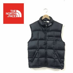 D222-M◆OLD◆THE NORTH FACE ノースフェイス ダウンベスト◆黒 ブラック ロゴ刺繍 秋冬 ナイロン 古着 メンズ ジャケット