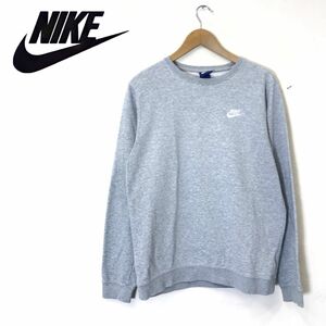 D177-F-N◆ NIKE ナイキ トレーナー スウェットシャツ トップス ◆ sizeM コットン100 グレー ロゴ刺繍 古着 メンズ 秋冬