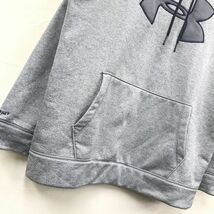 D25-R◆UNDER ARMOUR アンダーアーマー 裏起毛プルパーカー◆サイズXL メンズ 紳士 大きいサイズ ロゴ ドライスウェット グレー_画像3