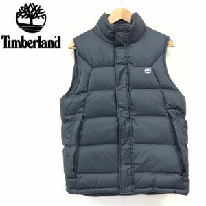 N2684-F-N◆ Timberland ティンバーランド ダウンベスト ジャケット フルジップ◆sizeS ポリエステル ブラック プリント 古着 メンズ 秋冬