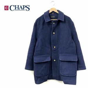 N2717-N◆old◆ CHAPS Ralph Lauren チャップスラルフローレン カシミヤ混 コート ロング 裏チェック ◆sizeM ネイビー ウール ナイロン