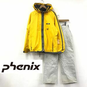 D638-F◆ phenix フェニックス スキーウェア セットアップ ジャケット パーカー パンツ ◆ sizeL ナイロン100 イエロー 古着 メンズ 秋冬