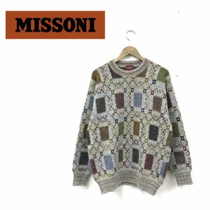 D836-M◆美品◆EXAMPLE BY MISSONI ミッソーニ 総柄セーター ニット◆sizeS ウール アクリル アンゴラ アルパカ メンズ