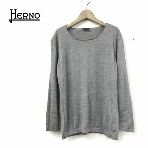 D809-N◆イタリア製◆ HERNO ヘルノ シルク混 カシミヤセーター ハイゲージ 薄手 レディース ◆ size42 グレー系 ウール 絹