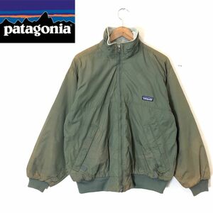 D1380-F-N◆ 90s ◆ old ◆ patagonia パタゴニア ナイロンジャケット ジップアップブルゾン 裏ボア ◆ sizeXS グリーン 古着 メンズ 秋冬