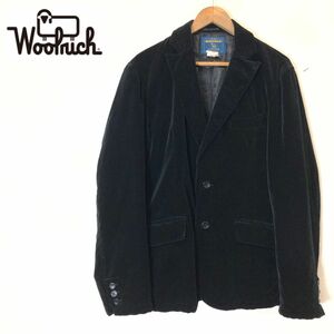 D1370-F-N◆ WOOLRICH ウールリッチ ベロアテーラードジャケット シングル 総裏 ◆ sizeL コットン100 ブラック 古着 メンズ 秋冬