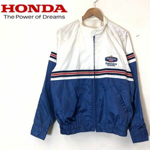 D1349-F-N◆ HONDA Rothmans ホンダ ロスマンズ ジャケット レーシング old ◆ sizeM ナイロン100 ホワイト ブルー 古着 メンズ 秋冬