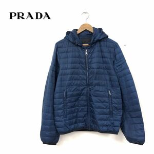 D1320-D◆ PRADA プラダ 中綿ジャケット パディング フルジップ ブルゾン アウター ◆ size46 ネイビー 紺 ポリエステル100