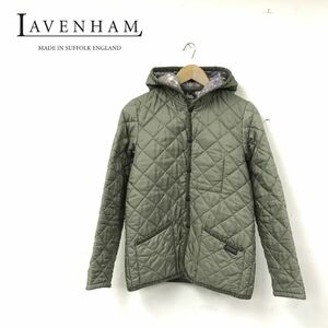 D1427-M◆LAVENHAM ラベンハム キルティングジャケット ◆size３８ ポリエステル 中綿 カーキ 花柄 レディース