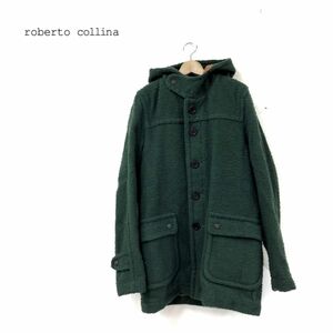 D1309-N◆イタリア製◆ roberto collina ロベルトコリーナ ウールコート 縮絨 メンズ ◆ size46 グリーン ウール100