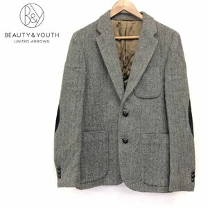 D974-F-N◆ BEAUTY & YOUTH ビューティーアンドユース ユナイテッドアローズ テーラードジャケット エルボーパッチ ◆ S ウール 古着 秋冬