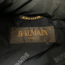 D1005-N◆ BALMAIN PARIS バルマン キルティングコート ロング丈 襟ダウン レディース ◆ sizeL ブラック系 ポリエステル_画像8