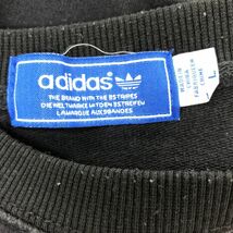 N2667-F◆ adidas アディダス トレーナー スウェットシャツ ◆ sizeL コットン100 ブラック ロゴ プリント 古着 メンズ ユニセックス 秋冬_画像7