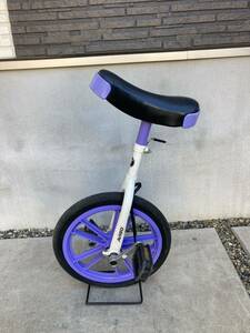 【中古使用感あり】一輪車 16インチ AVIGO パープル 子供用 キッズ スタンド付 工具付き 16×1.75 115㎝～132㎝ トイザらス 紫