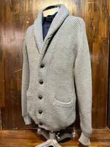 L047 men's cardigan BEAMS + Beams gray ash shawl color thick select shop / M (8)
