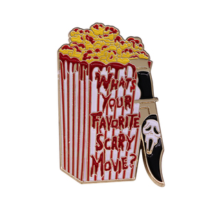 新品 スクリーム ゴーストフェイス ブラッディポップコーン　ピンブローチ　ピンバッジ　ピンズ　Scream スラッシャー ホラー映画